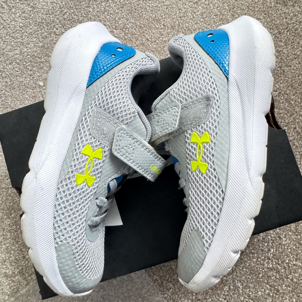 Under Armour Kids' Gray and Blue Athletic Shoes